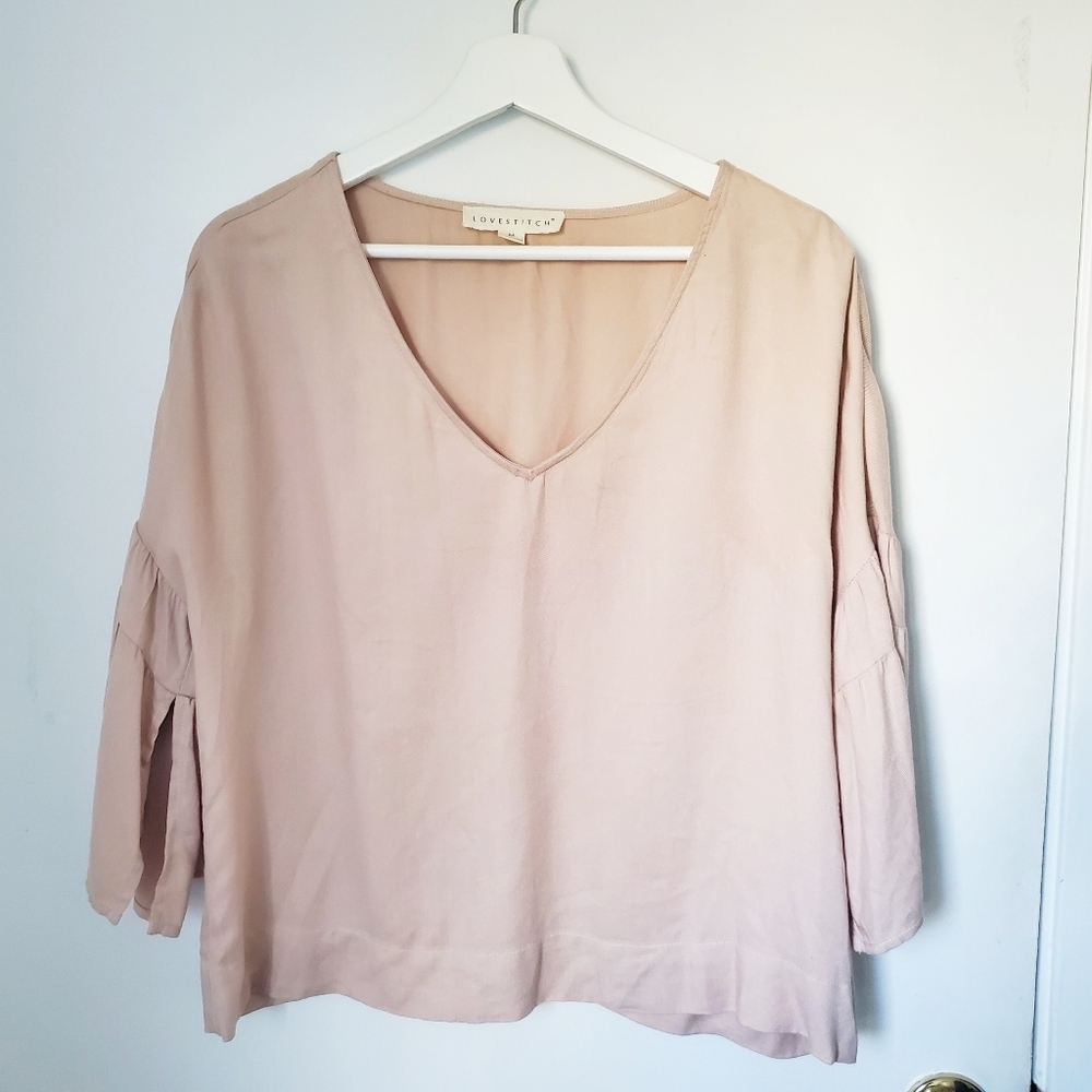 Lovestitch bell sleeve top blush medium